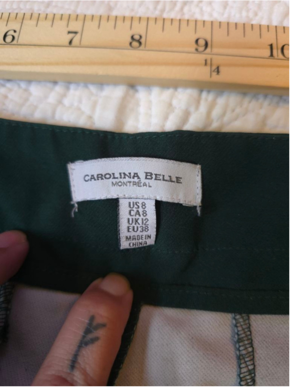 Women's CAROLINA BELLE Forest Emerald Green Floral Trousers Size 8 OfficeSiren - Picture 7 of 13